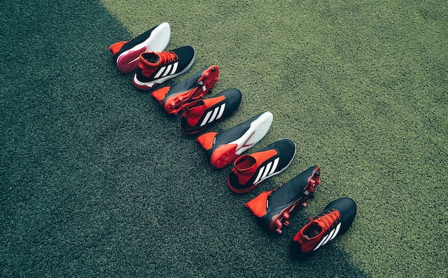 Many pairs of cleats.