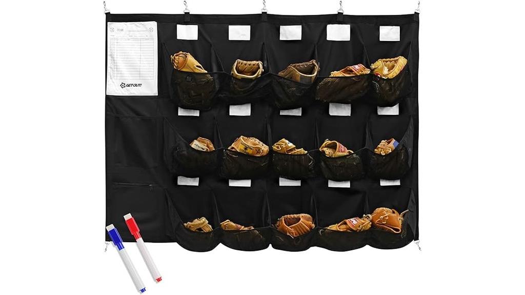 baseball equipment dugout organizer