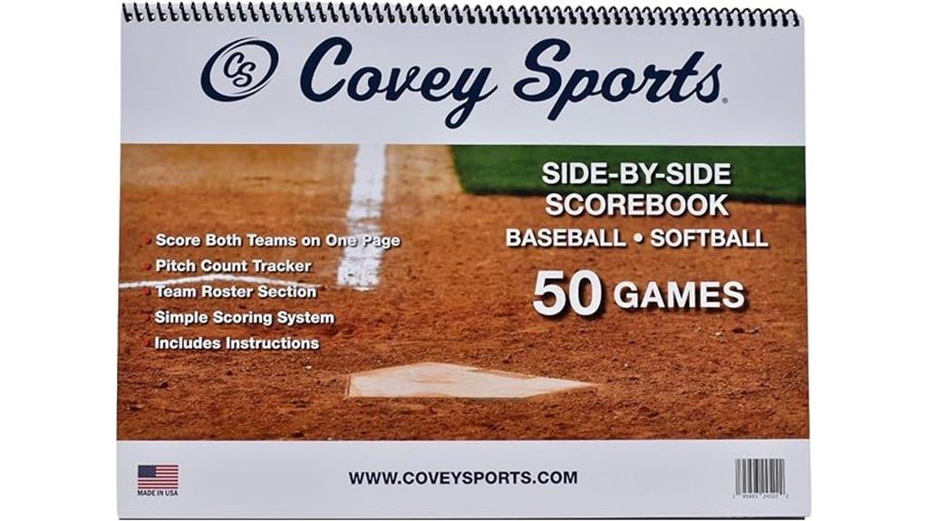 baseball scorebook with side by side
