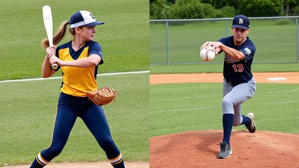compare softball and baseball