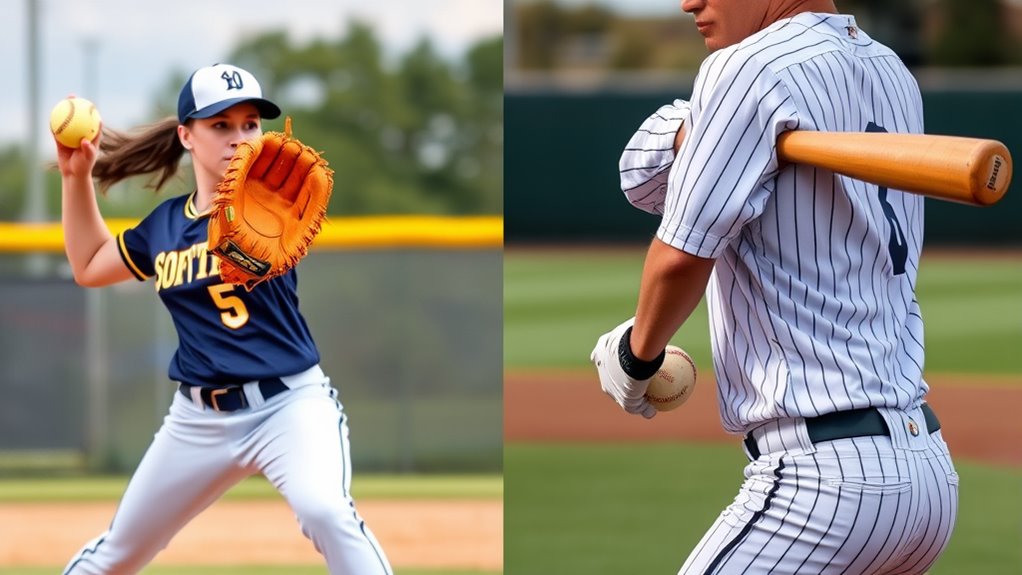 compare softball and baseball