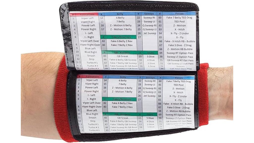 football wristband for quarterbacks