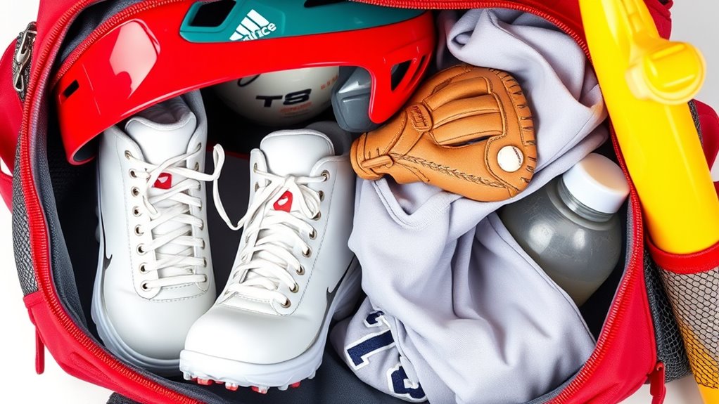 organized softball gear storage
