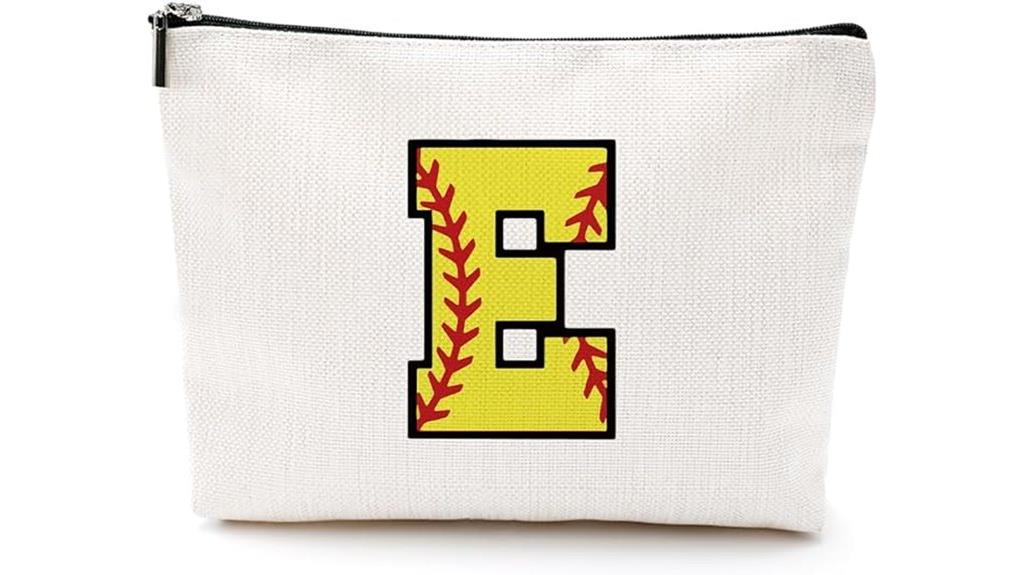 personalized softball makeup bag