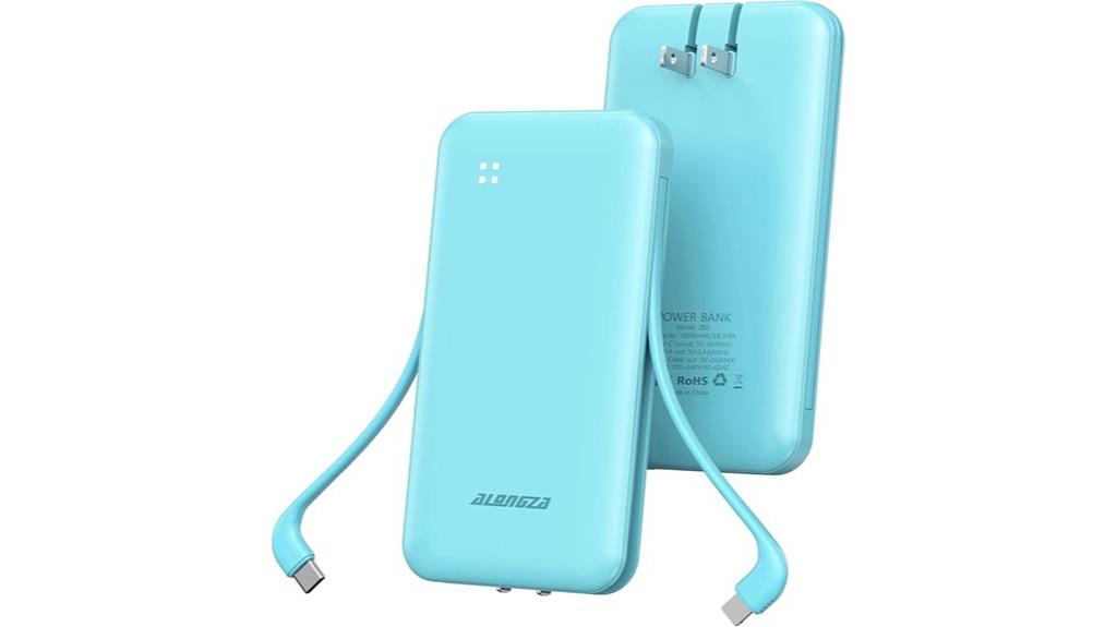 portable charger with built in cables