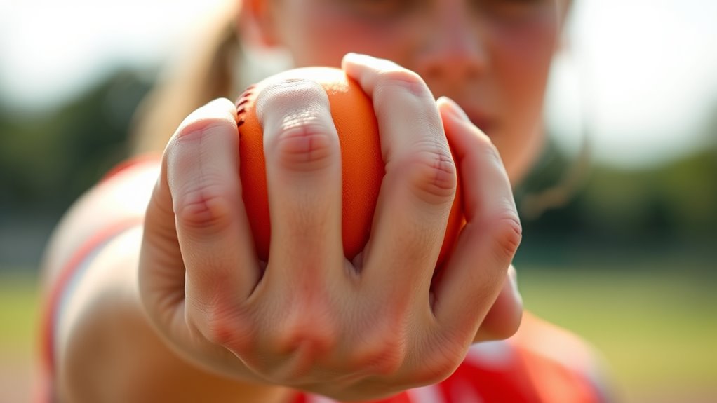 proper softball pitching grip