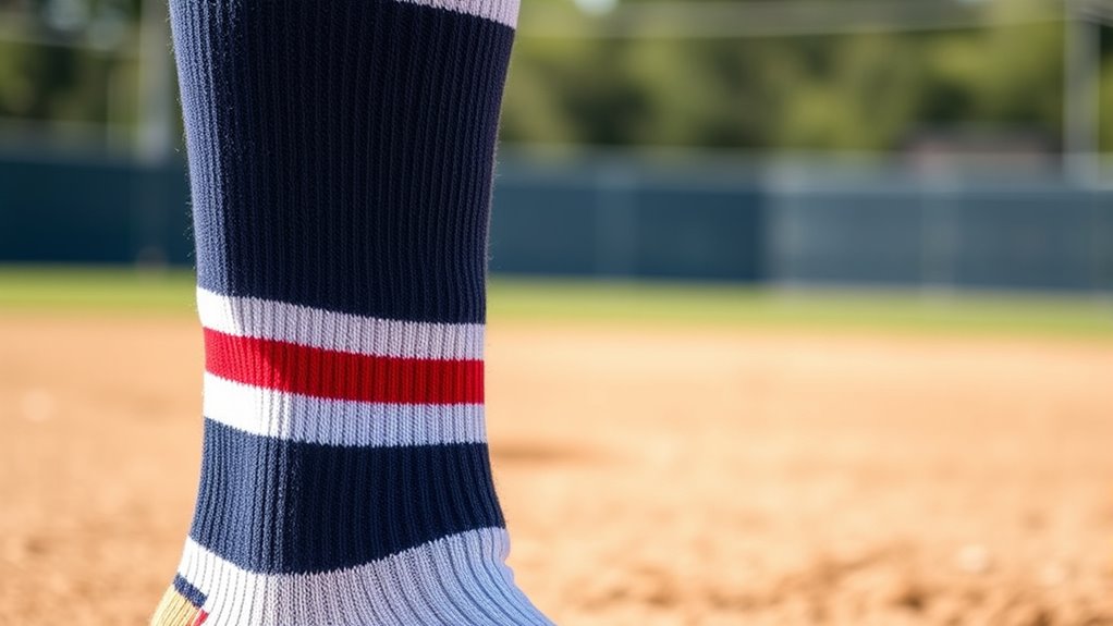 retro softball stirrup sock features