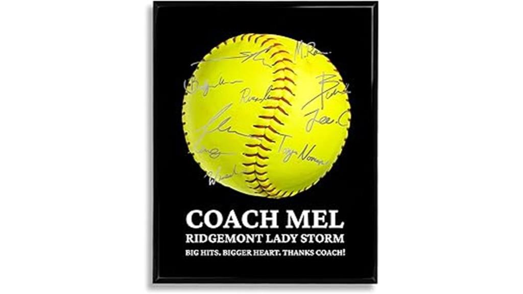 softball coach signature plaque