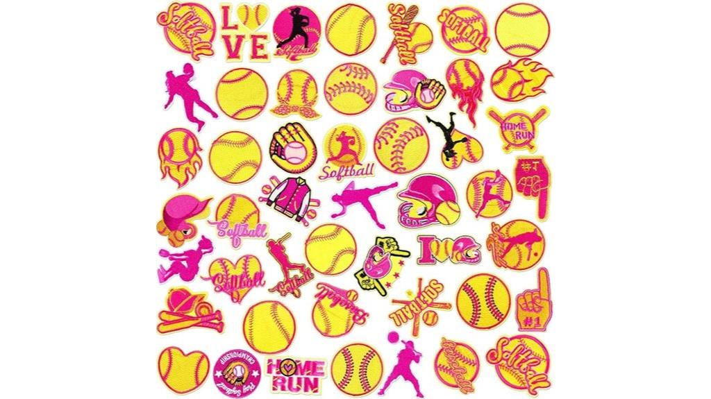 softball iron on patch set