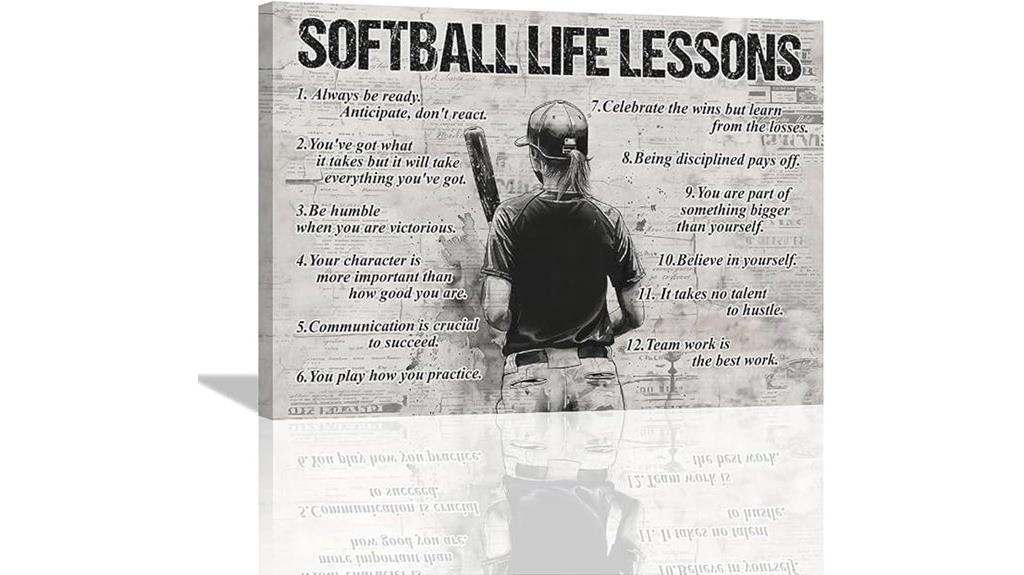 softball motivational canvas art
