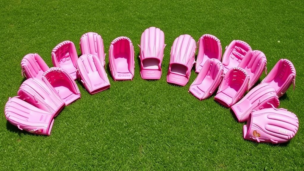 stylish pink softball gloves