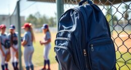 top softball backpack with fence hooks