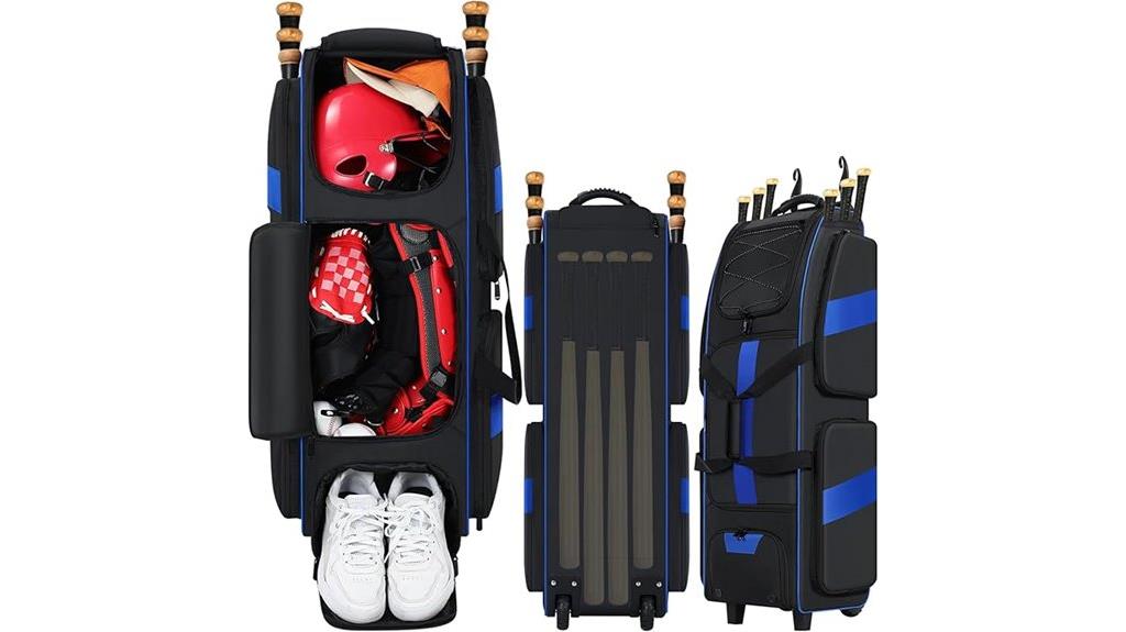 wheeled baseball catcher s bag