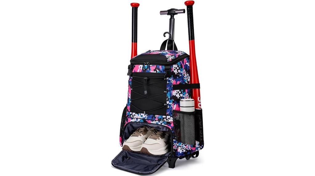 wheeled softball bag with shoes