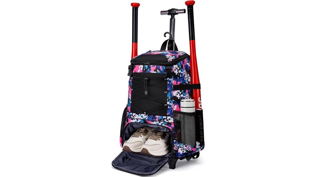 wheeled softball bag with shoes