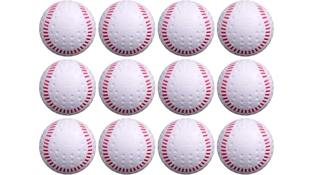 white dimpled baseballs red seams