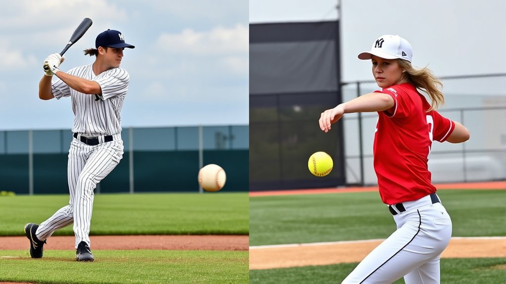 differences in equipment and pitching