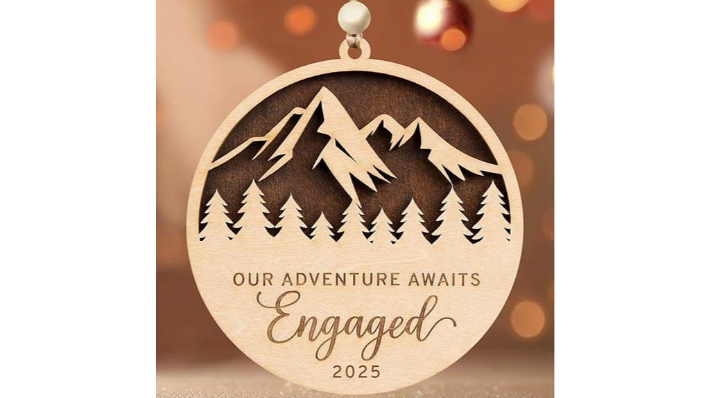 couples wooden engagement ornament