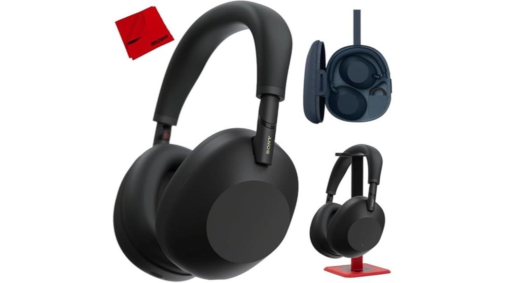 wireless black headphone set