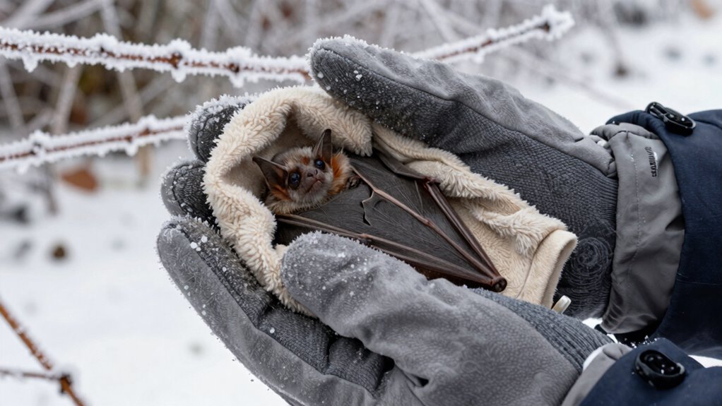 handle bats gently carefully